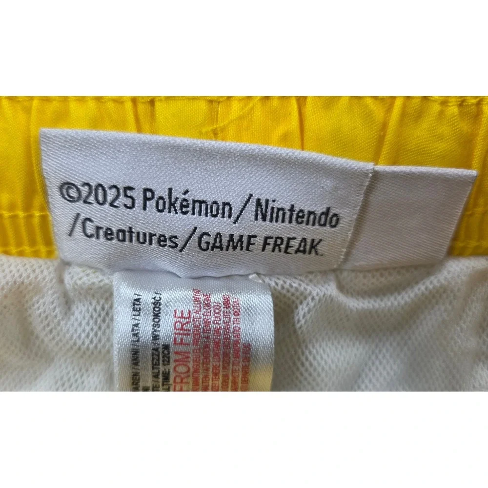 Pokemon Pikachu Boys Swim Trunks Yellow Lightning Bolt Mesh Lined Size 6-7 Years